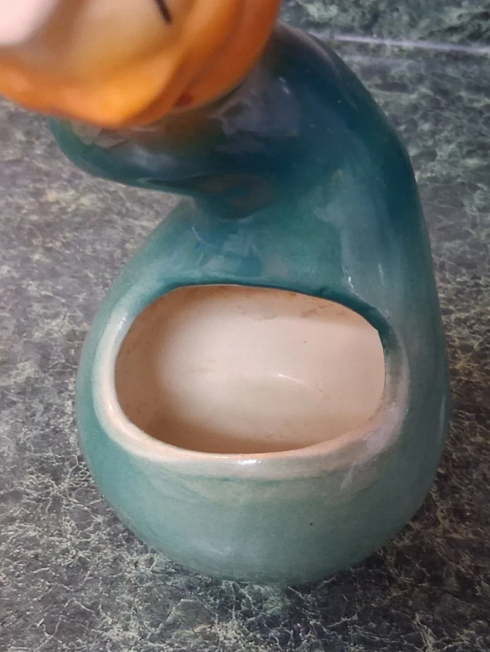 Vintage Pottery Bird Wearing Hat on a Gourd Anthropomorphic Succulent Planter